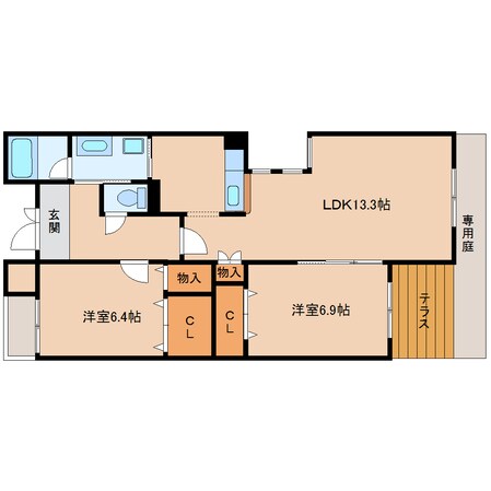 南生駒駅 徒歩8分 1階の物件間取画像